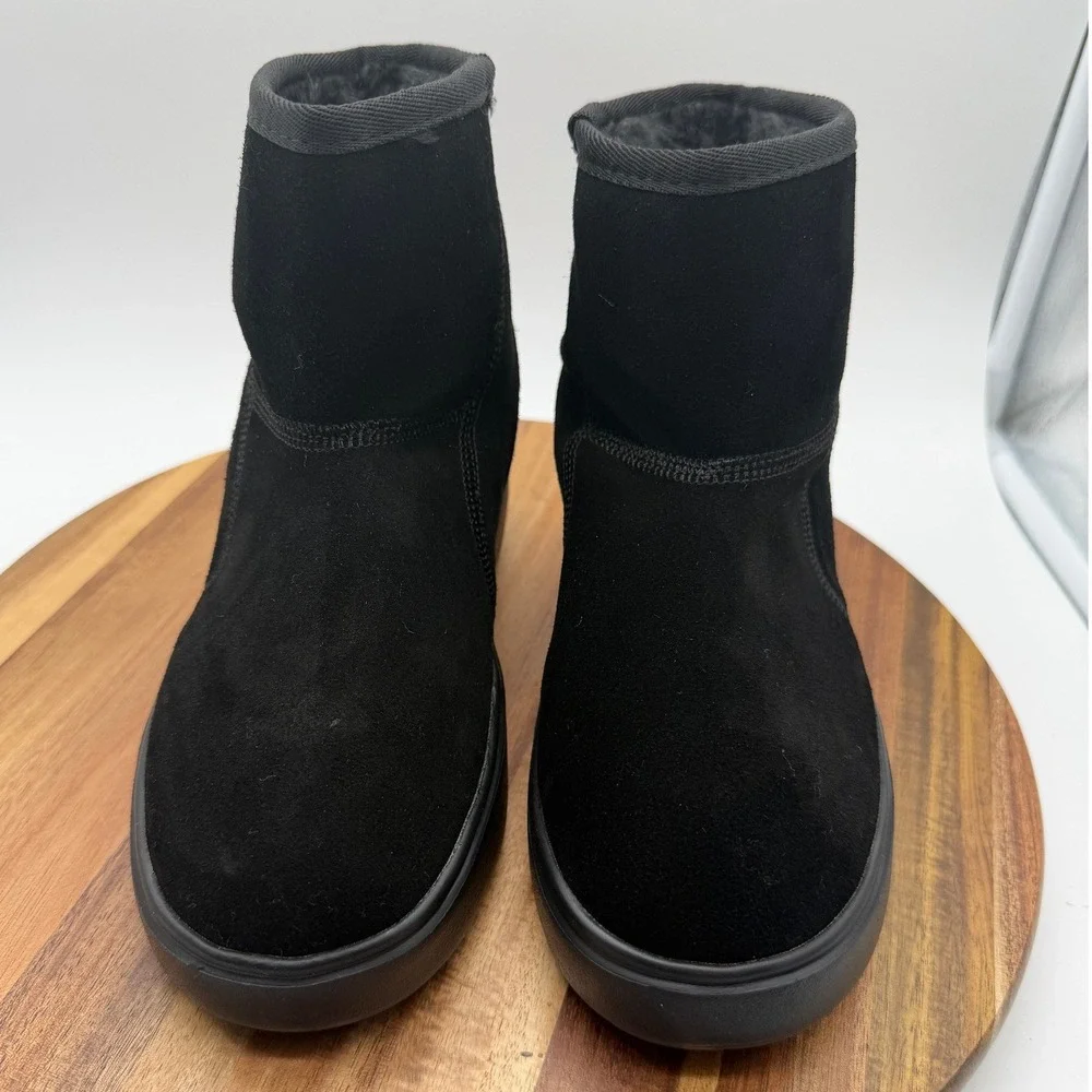 BNQ Kid's Size 2 1/2 Winter Snow Boots Black‎ Waterproof Faux Fur Lined  0497